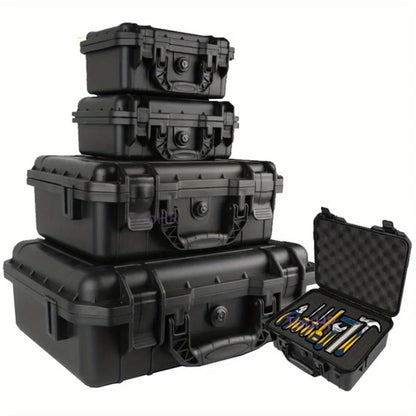 Waterproof Hard Carry Tool Case with Pre-Cut Foam – Shockproof Protective Storage Box for Tools & Electronics