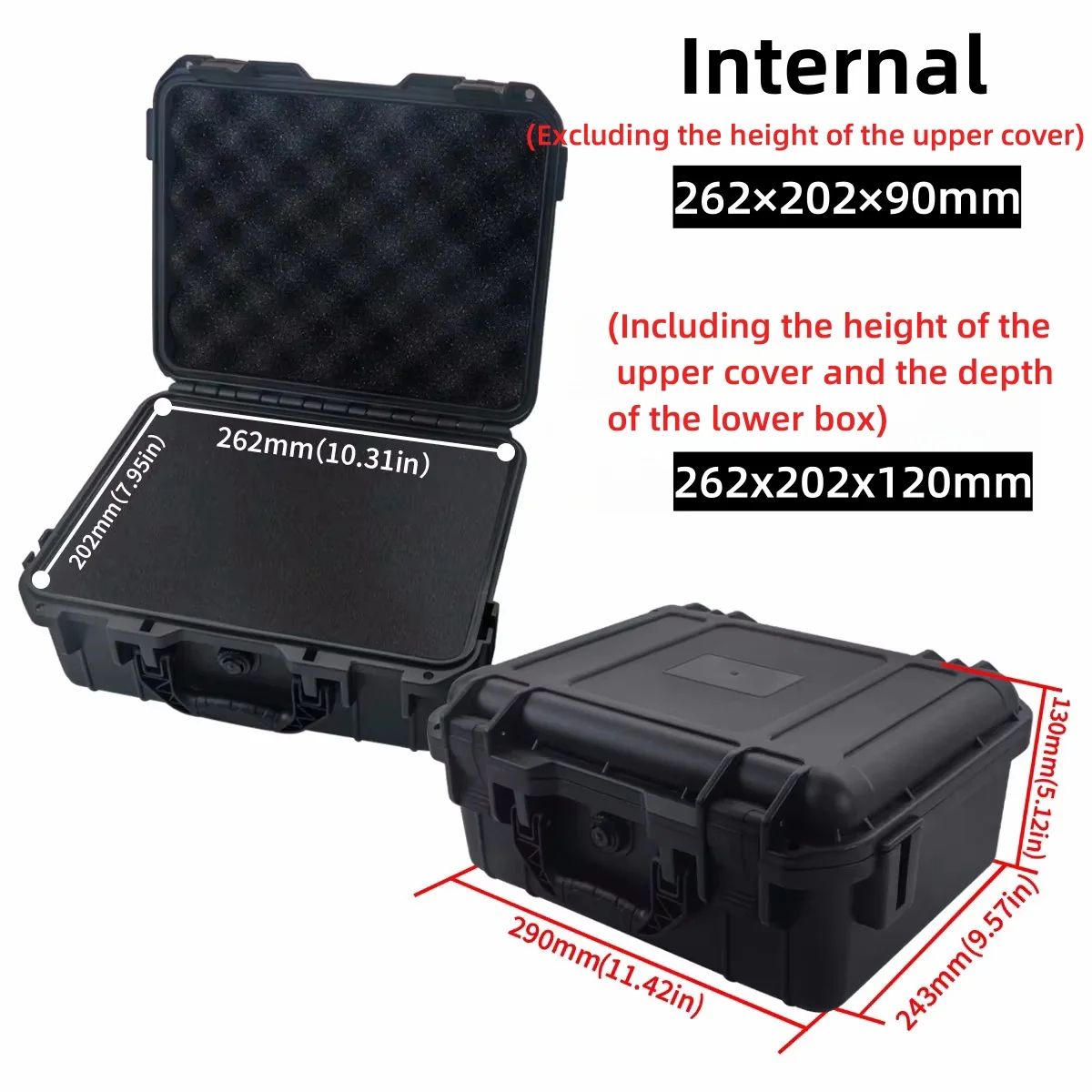Waterproof Hard Carry Tool Case with Pre-Cut Foam – Shockproof Protective Storage Box for Tools & Electronics