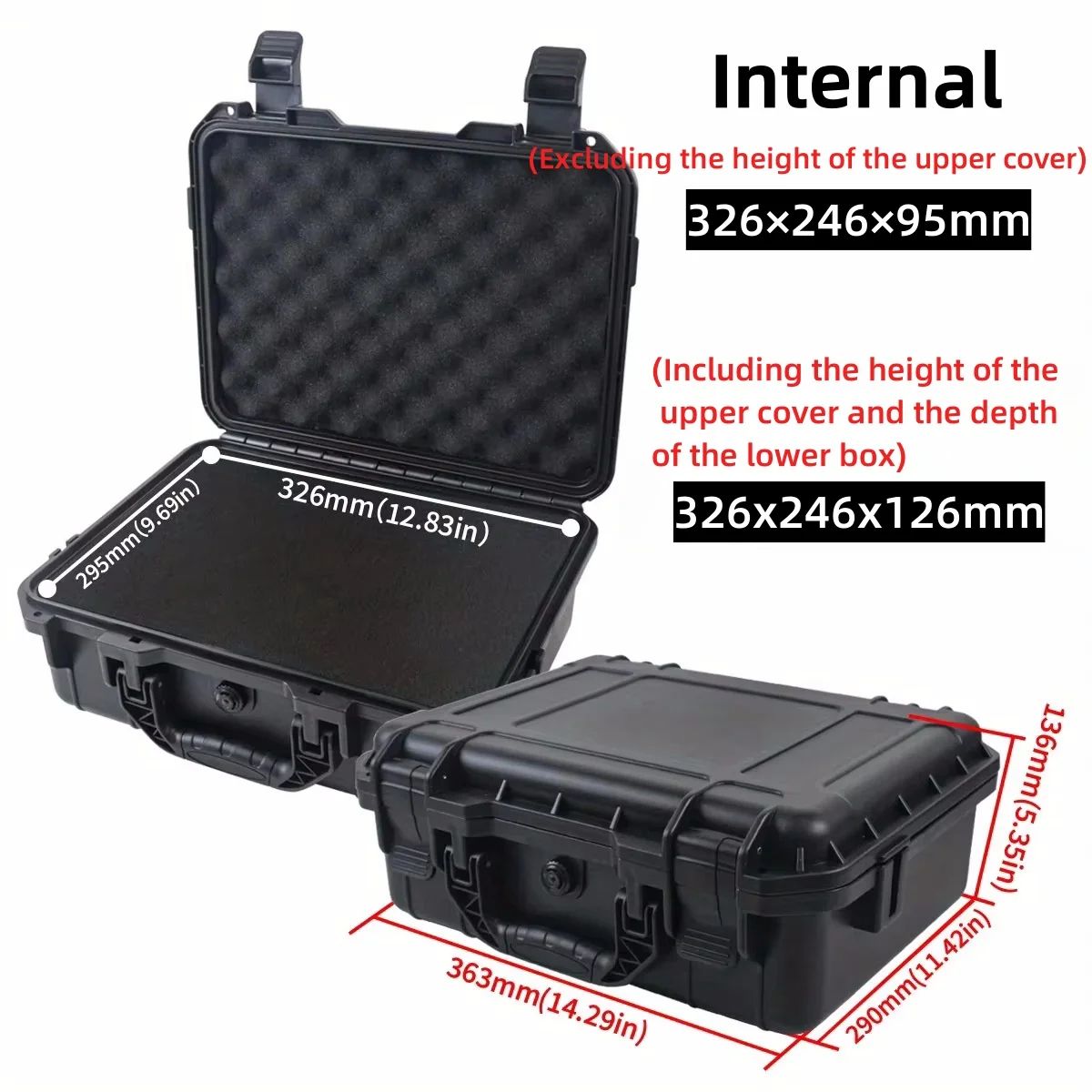 Waterproof Hard Carry Tool Case with Pre-Cut Foam – Shockproof Protective Storage Box for Tools & Electronics