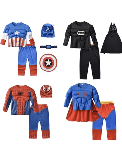 Kids Superhero Muscle Costume Set with Mask and Cloak
