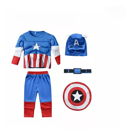 Kids Superhero Muscle Costume Set with Mask and Cloak