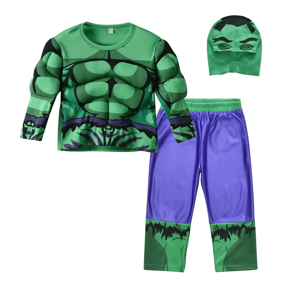 Kids Superhero Muscle Costume Set with Mask and Cloak