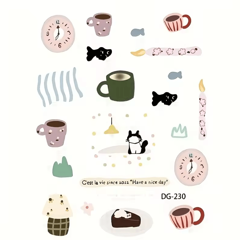 Cute Cartoon Jelly Nail Stickers Korean Style Self-Adhesive Nail Art Decals