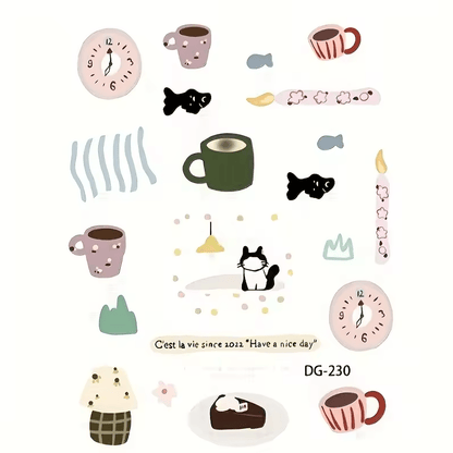 Cute Cartoon Jelly Nail Stickers Korean Style Self-Adhesive Nail Art Decals