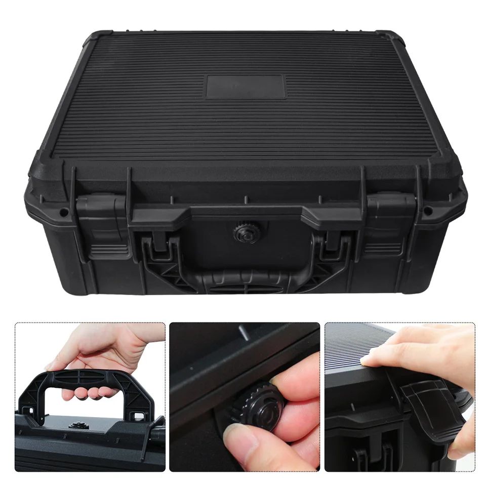 Universal Waterproof Shockproof Hard Tool Case with Pre-Cut Foam Insert – Portable Plastic Carry Storage Box Organizer