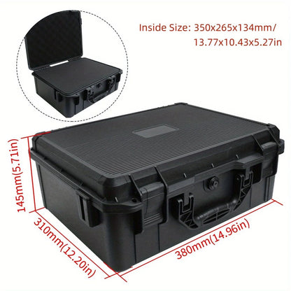 Universal Waterproof Shockproof Hard Tool Case with Pre-Cut Foam Insert – Portable Plastic Carry Storage Box Organizer