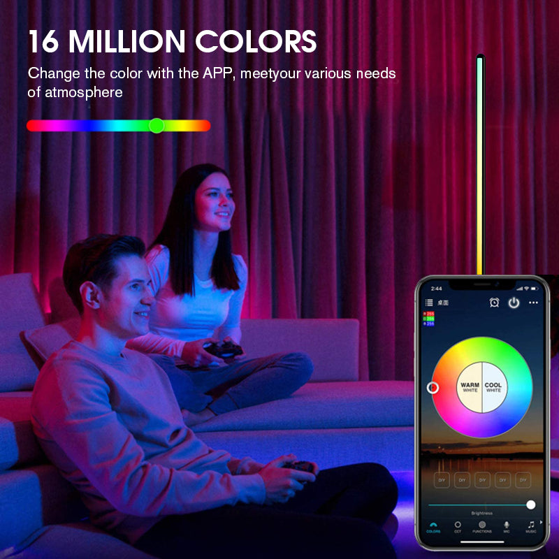 LED Corner Lamp Works Smart, RGB LED Floor Lamp with Music Sync and DIY Colors