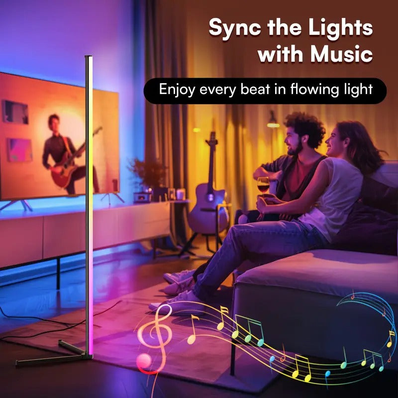LED Corner Lamp Works Smart, RGB LED Floor Lamp with Music Sync and DIY Colors