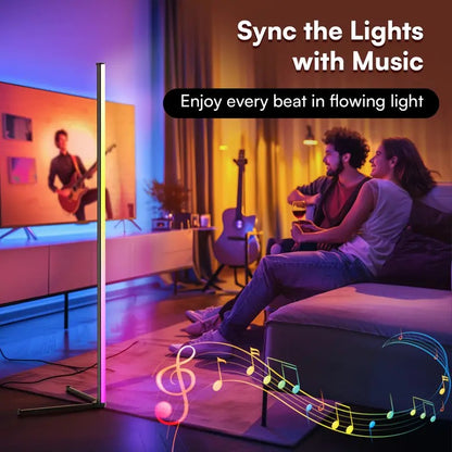 LED Corner Lamp Works Smart, RGB LED Floor Lamp with Music Sync and DIY Colors
