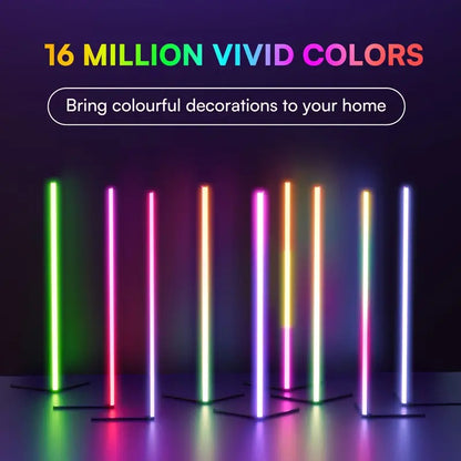 LED Corner Lamp Works Smart, RGB LED Floor Lamp with Music Sync and DIY Colors