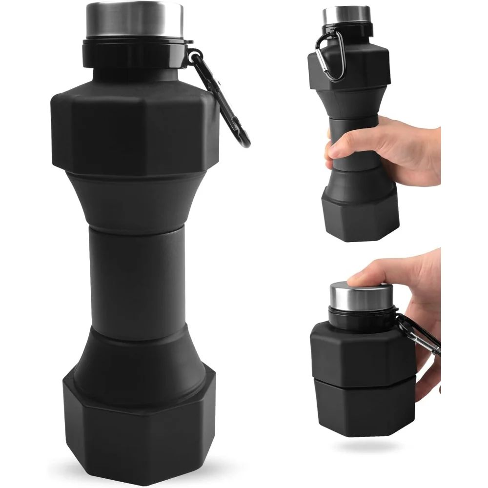 650ml Collapsible Silicone Water Bottle - Leakproof Foldable Travel Sports Bottle