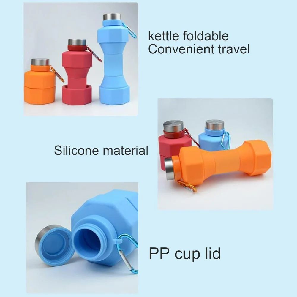 650ml Collapsible Silicone Water Bottle - Leakproof Foldable Travel Sports Bottle