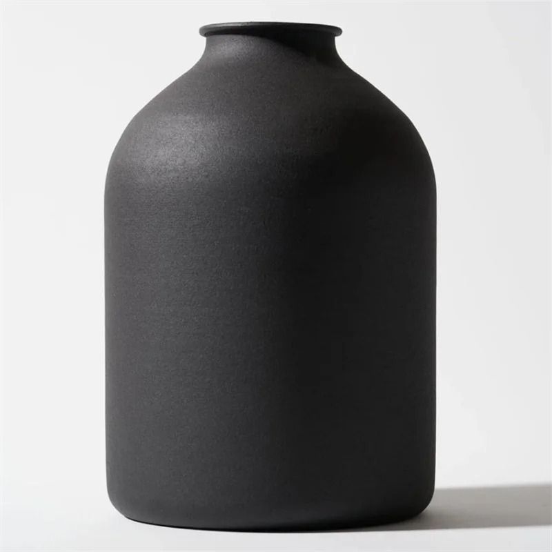 Minimalist Matte Black Metal Vase