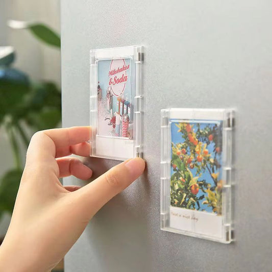 3-Inch Acrylic Magnet Photo Frame for Refrigerator or Display Stand