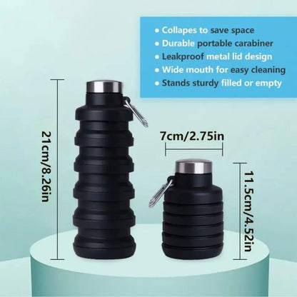 Collapsible Silicone Water Bottle – BPA-Free Foldable Travel Bottle for Hiking & Everyday Hydration