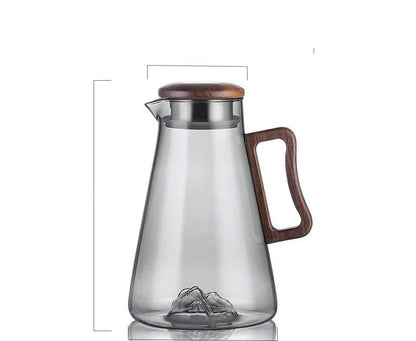 Large Capacity Glass Cold Water Jug Wooden Handle