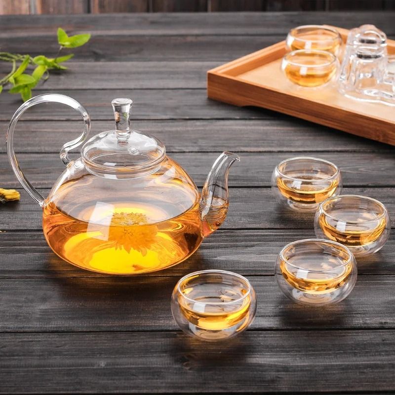 Flower Puer Glass Tea Teapot Kung Fu Tea Maker