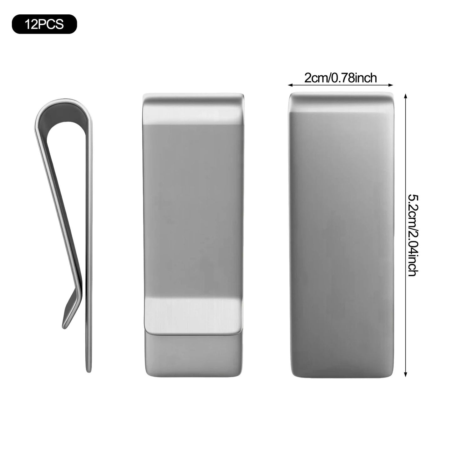 12 Pcs Stainless Steel Money Clips | Ultra-Thin Slim Wallet Clip for Cash & Credit Cards, Smooth Edge Pocket Holder