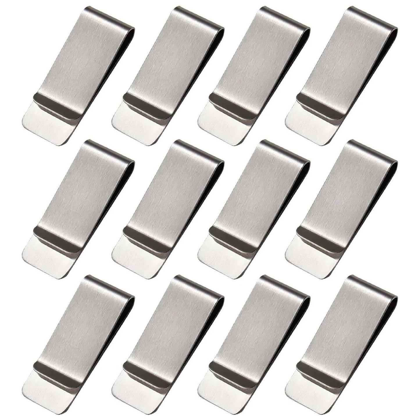 12 Pcs Stainless Steel Money Clips | Ultra-Thin Slim Wallet Clip for Cash & Credit Cards, Smooth Edge Pocket Holder