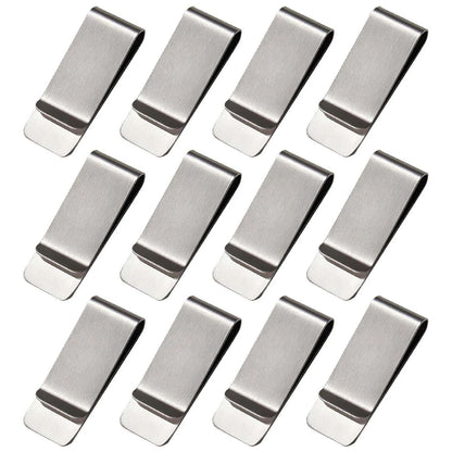 12 Pcs Stainless Steel Money Clips | Ultra-Thin Slim Wallet Clip for Cash & Credit Cards, Smooth Edge Pocket Holder