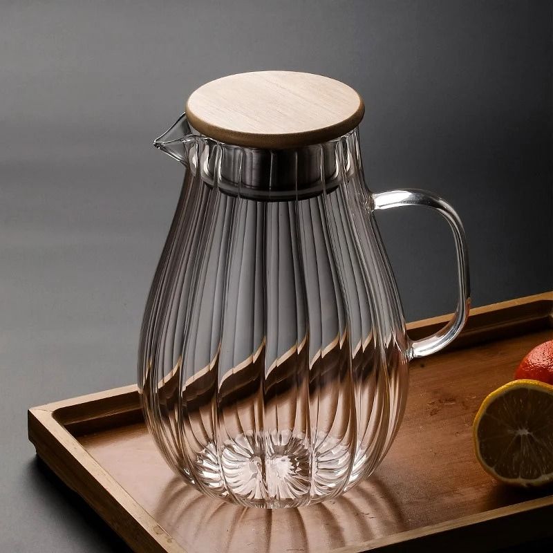 Vertical Stripes High Borosilicate Glass Pitcher