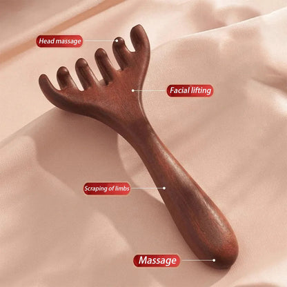 Wood Therapy Gua Sha Massage Comb | Wide Tooth Scalp & Facial Massager for Hair Care, Neck Shoulder Back Relaxation