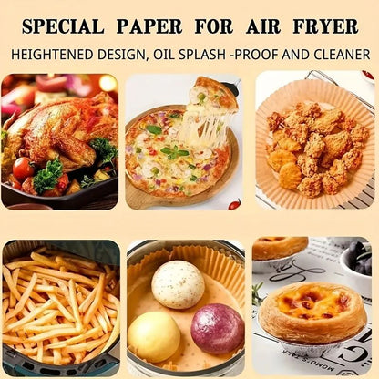 Air Fryer Paper Liners 50/100PCS – air fryer liners for Mess-Free Cooking, Oil-Proof parchment paper liners, Non-Stick