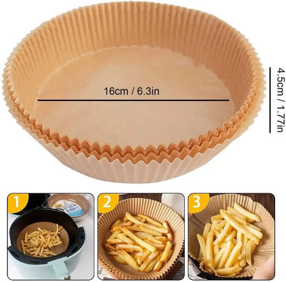 Air Fryer Paper Liners 50/100PCS – air fryer liners for Mess-Free Cooking, Oil-Proof parchment paper liners, Non-Stick