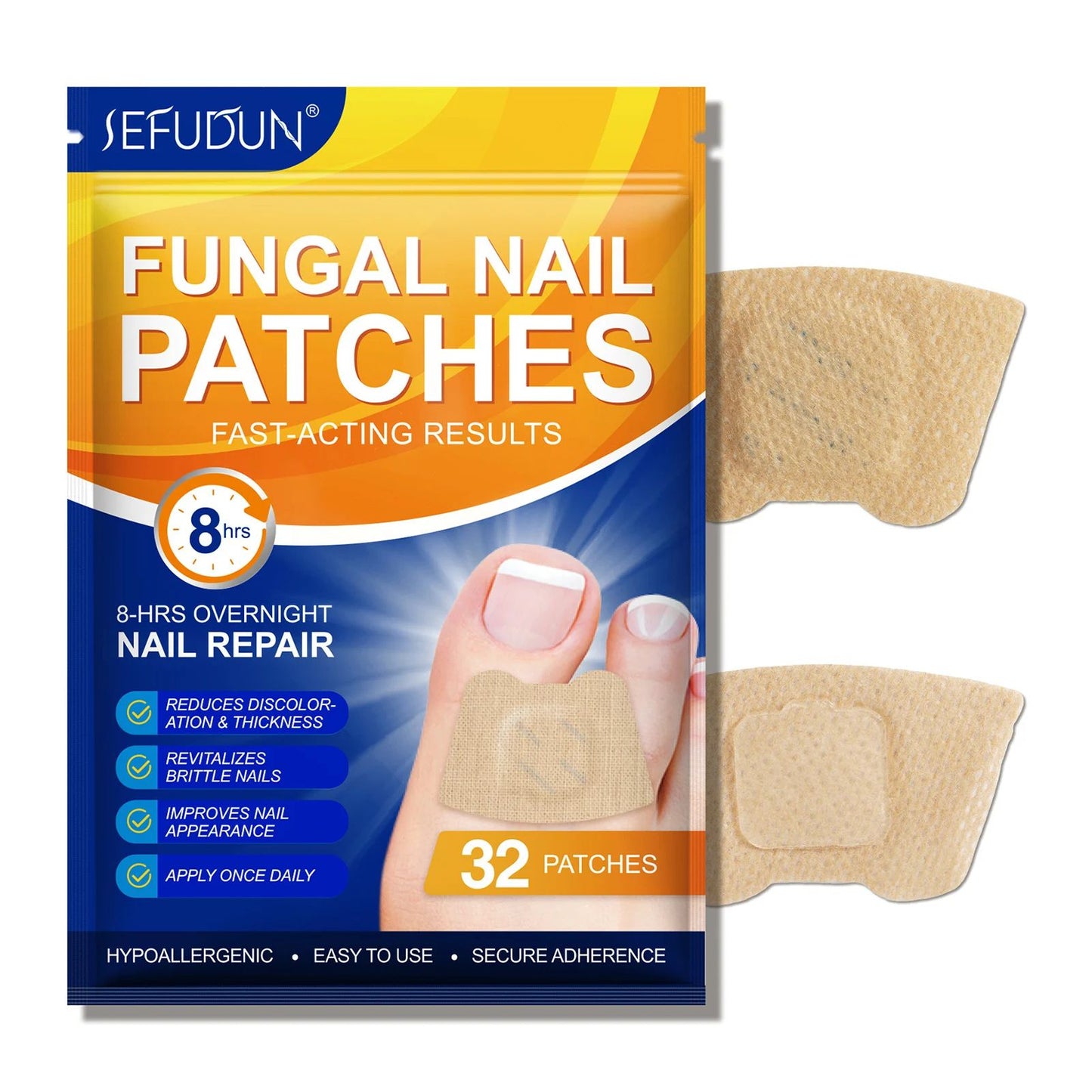 Fast-Acting Toenail Fungus Treatment Patches for Nail Discoloration & Brittle, Peeling, Breaking Thin Nails Repair