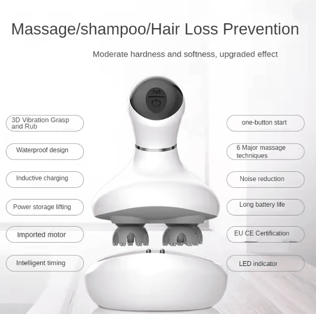Electric Scalp Head Massager with Vibration Waterproof Wireless Design