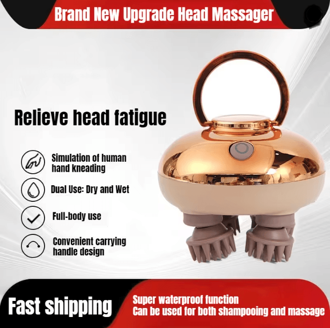 Electric Scalp Head Massager with Red Light Waterproof Detachable Design