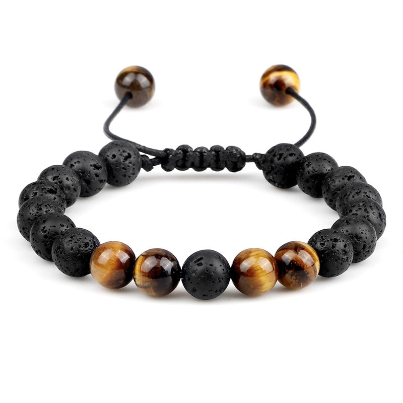 Beads Bracelet with Tiger Eye Adjustable Braided Rope Bangles Healing Jewelry for Men Couples Women