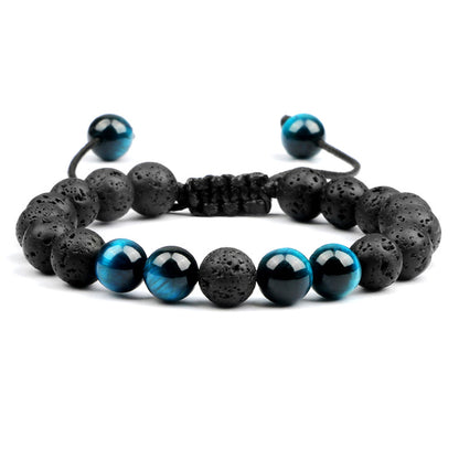Beads Bracelet with Tiger Eye Adjustable Braided Rope Bangles Healing Jewelry for Men Couples Women