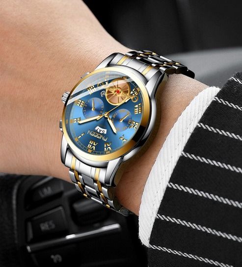Mens Stainless Steel Watch Waterproof Quartz Classic Wristwatch