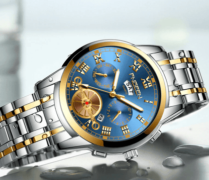 Mens Stainless Steel Watch Waterproof Quartz Classic Wristwatch