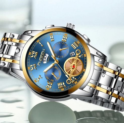Mens Stainless Steel Watch Waterproof Quartz Classic Wristwatch