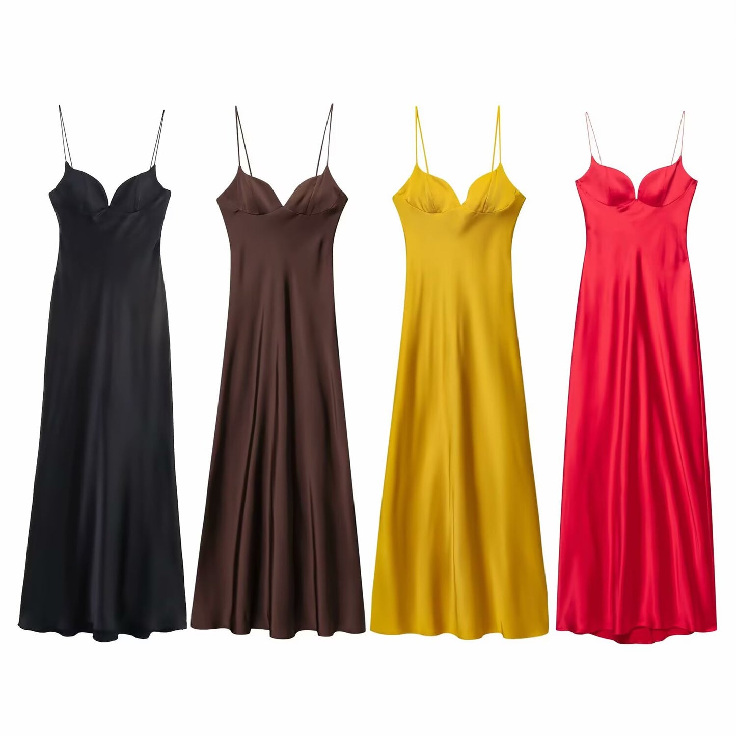 Summer Sexy Satin Textured Dress, Women's Temperament Suspender Fashion, New Summer Products