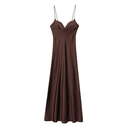 Summer Sexy Satin Textured Dress, Women's Temperament Suspender Fashion, New Summer Products