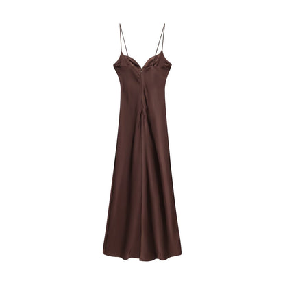 Summer Sexy Satin Textured Dress, Women's Temperament Suspender Fashion, New Summer Products