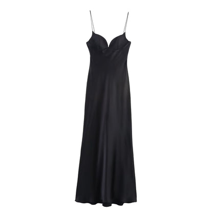 Summer Sexy Satin Textured Dress, Women's Temperament Suspender Fashion, New Summer Products