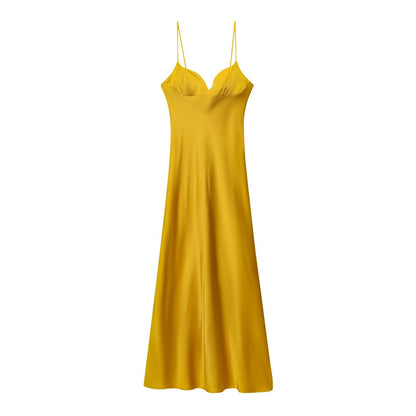 Summer Sexy Satin Textured Dress, Women's Temperament Suspender Fashion, New Summer Products