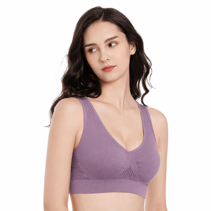 Women Seamless Sports Bra Top with Removable Padding Breathable Fitness Bra