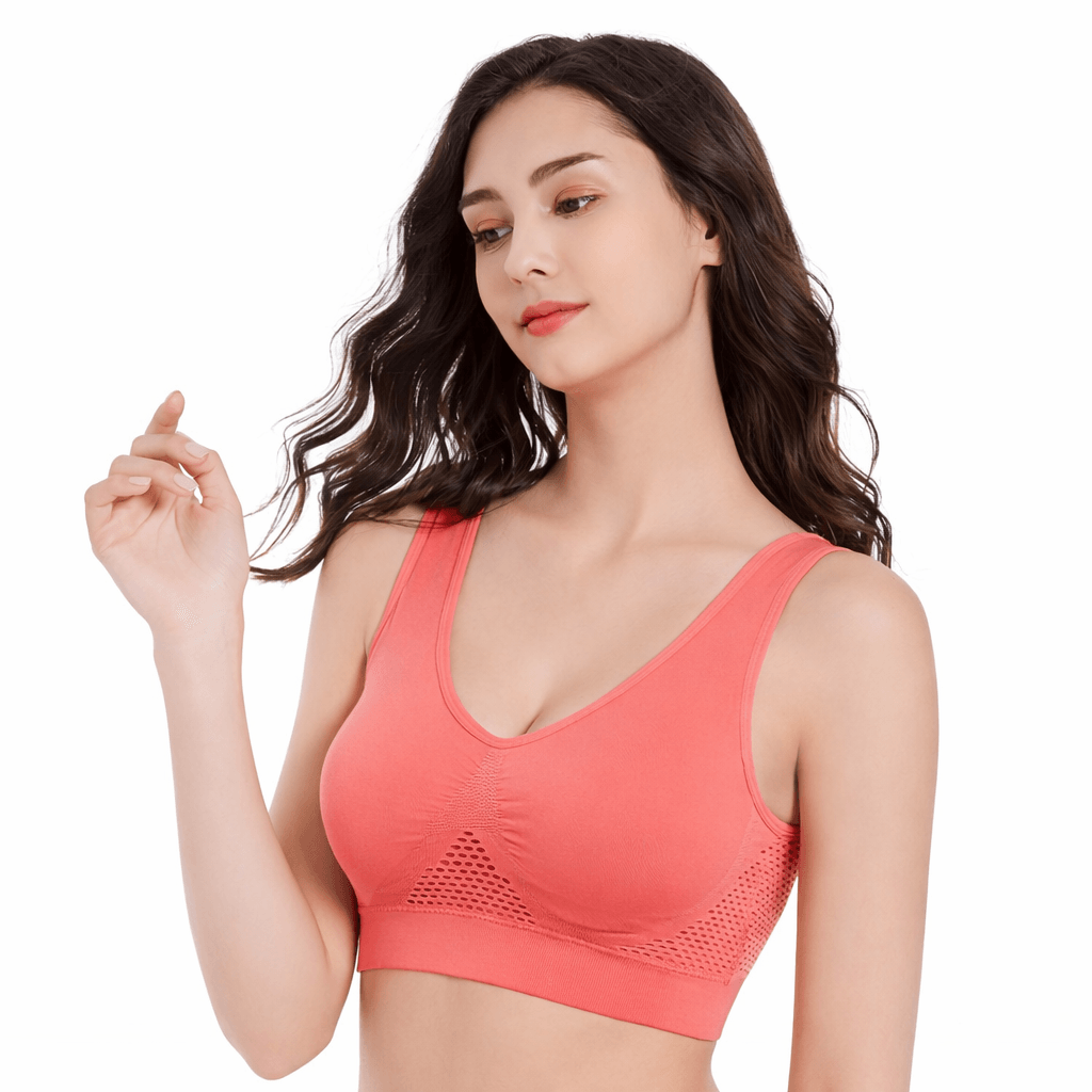 Women Seamless Sports Bra Top with Removable Padding Breathable Fitness Bra