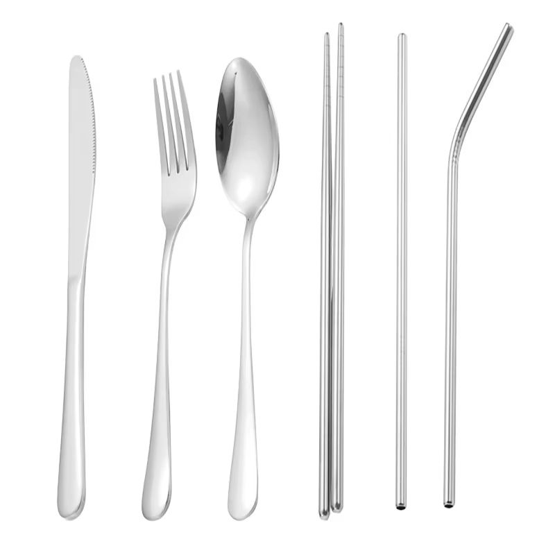 Stainless Steel Travel Cutlery Set in Case Reusable Portable Camp Utensil Set for Picnic Work and Travel