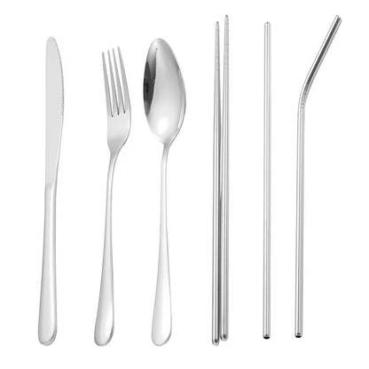 Stainless Steel Travel Cutlery Set in Case Reusable Portable Camp Utensil Set for Picnic Work and Travel