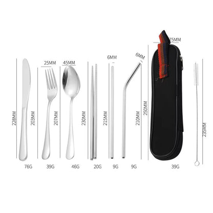 Stainless Steel Travel Cutlery Set in Case Reusable Portable Camp Utensil Set for Picnic Work and Travel