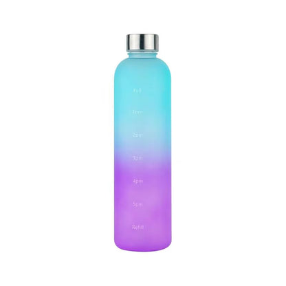 1L Water Bottle with Time Marker Leakproof Frosted Sports Bottle for Gym Fitness Outdoor and Travel 33.81 fl oz