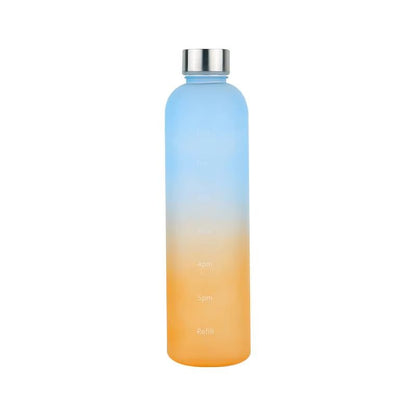 1L Water Bottle with Time Marker Leakproof Frosted Sports Bottle for Gym Fitness Outdoor and Travel 33.81 fl oz