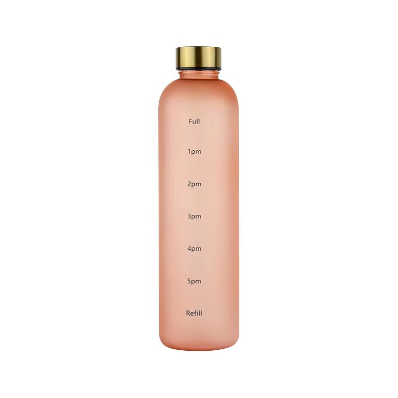 1L Water Bottle with Time Marker Leakproof Frosted Sports Bottle for Gym Fitness Outdoor and Travel 33.81 fl oz