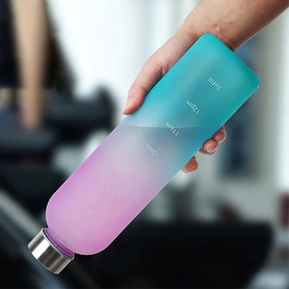 1L Water Bottle with Time Marker Leakproof Frosted Sports Bottle for Gym Fitness Outdoor and Travel 33.81 fl oz